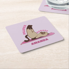 Pilates Badass Workout Kattunge Underlägg Papper Kvadrat