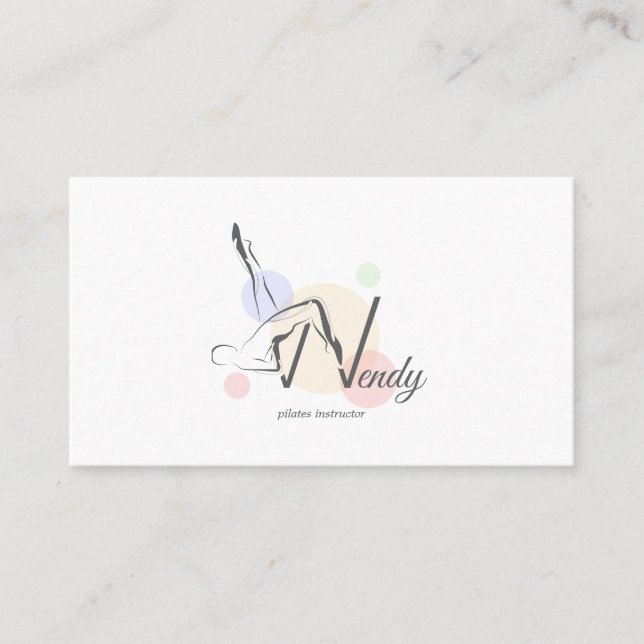 Pilates  Bokstav W Pose | Monogram Bokstav W Pilat Visitkort (Framsida)