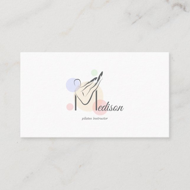 Pilates Brev M Pose | Monogram Brev M Pilatus Visitkort (Framsida)