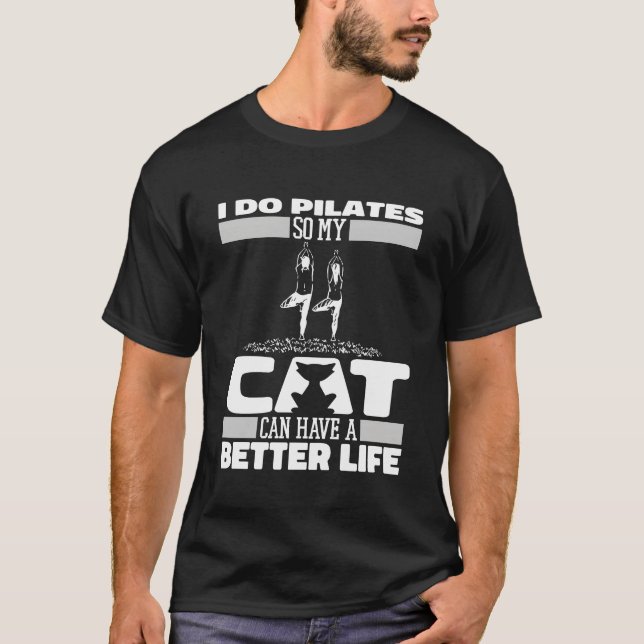 Pilates Cat roligt T Shirt (Framsida)