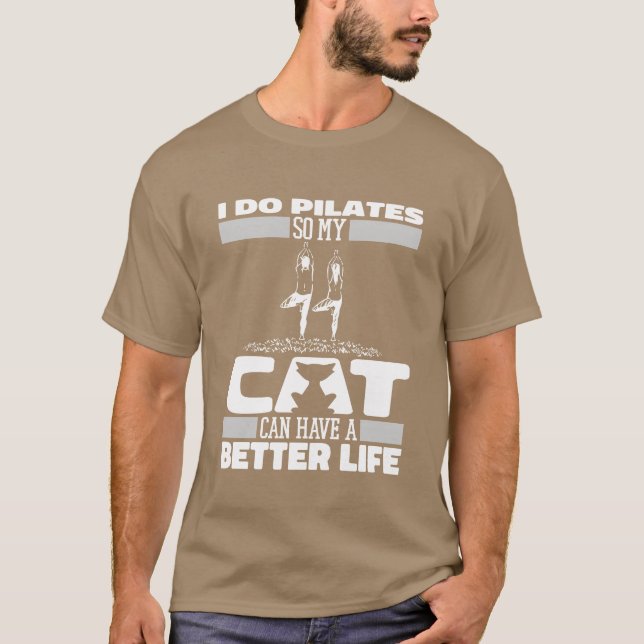 Pilates Cat roligt T Shirt (Framsida)