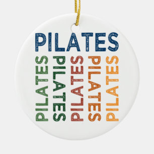 Pilates gulligt färgrikt julgransprydnad keramik