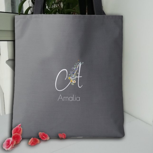 Pilates lover  Floral monogram watercolor  black Tygkasse (Skapare uppladdad)