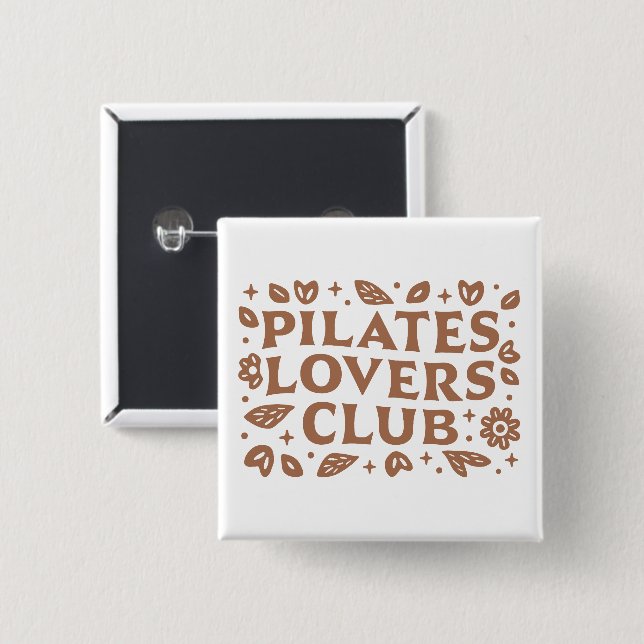 Pilates lovers club boho floral aesthetic knapp (Framsida & baksida)