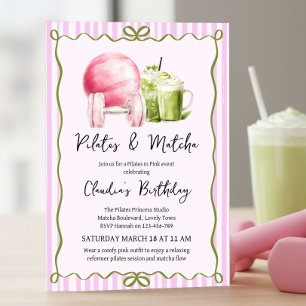 Pilates och Matcha välbefinnande födelsedagsfest f Inbjudningar