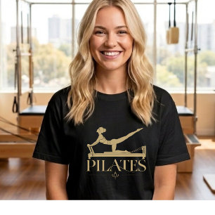 Pilates Reformer-Beige Grafik T Shirt