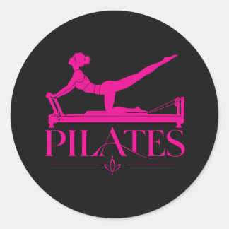 Pilates Reformer-Hot Pink Grafik Runt Klistermärke
