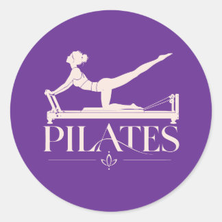 Pilates Reformer-lila och blekrosa Runt Klistermärke
