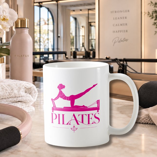 Pilates Reformer Ljusrosa Kaffemugg (Pilates Reformer Hot Pink Coffee Mug )