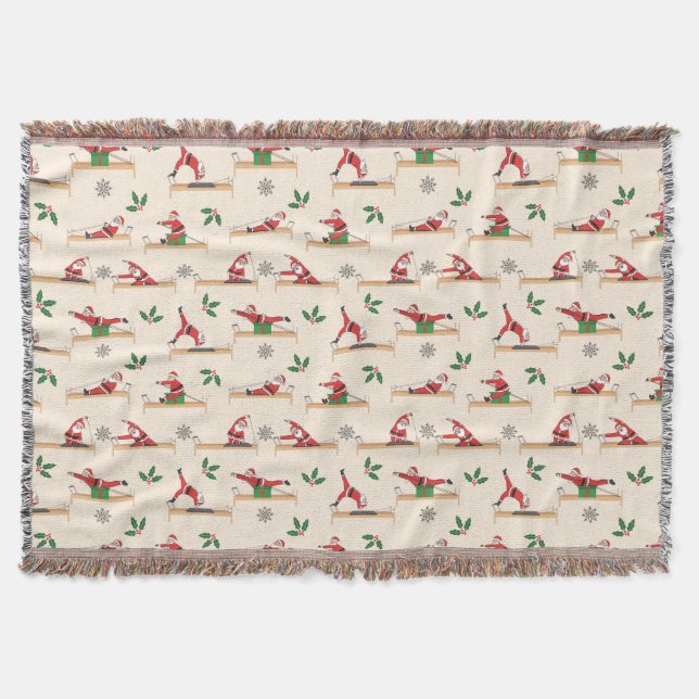 Pilates Reformer Santa Seamless Christmas Patterns Filt (Framsidan)