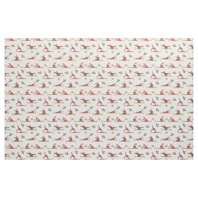 Pilates Reformer Santa Seamless Christmas Patterns Tyg (Fat Quarter)