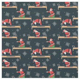 Pilates Reformer Santa Seamless Christmas Patterns Tyg