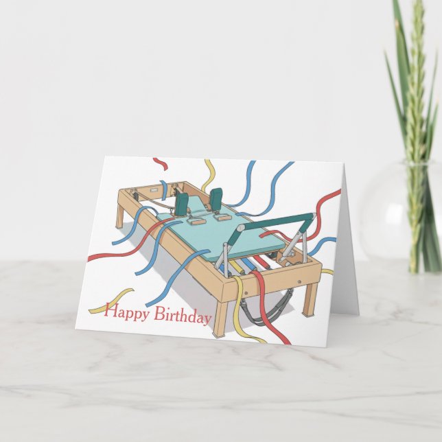 Pilates Reformer Streamer Birthday Kort (Framsida)