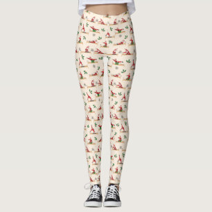 Pilates Reformer Tomte Sömlösa Julmönster Leggings