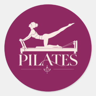 Pilates Reformer-Vin och blekrosa Runt Klistermärke