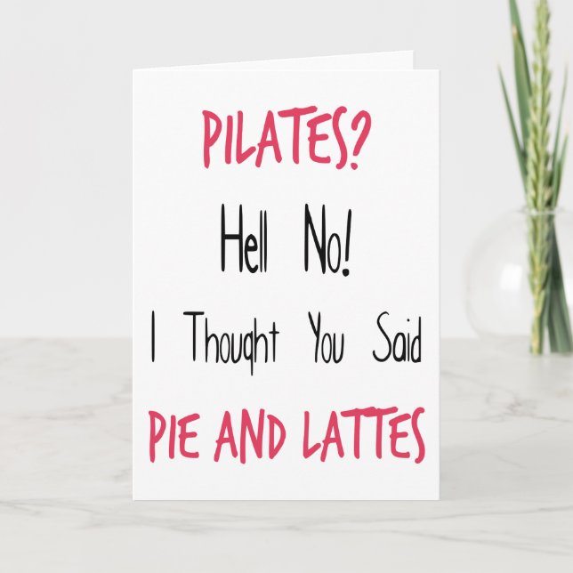 Pilates roligt citationstecken, svart och rosor kort (Framsida)