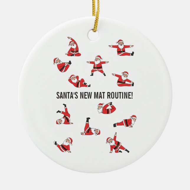 Pilates Santa Reformer Christmas Julgransprydnad Keramik (Framsidan)