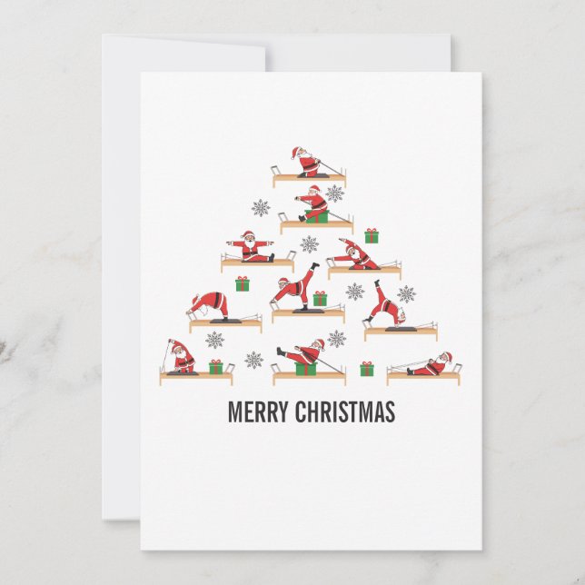 Pilates Santa Reformer Christmas Julkort (Framsida)