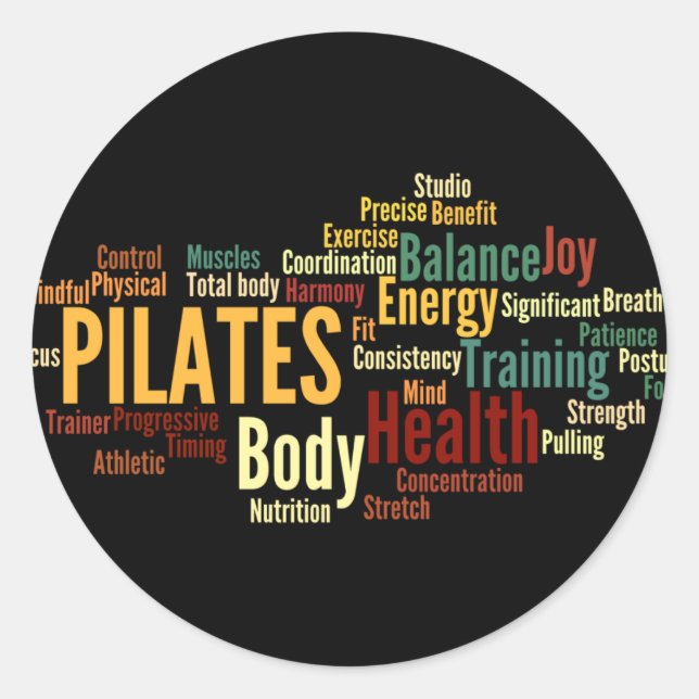 PILATES Sticker Runt Klistermärke (Framsida)