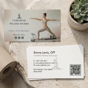 Pilates Studio-företag Naturlig Grå Visitkort