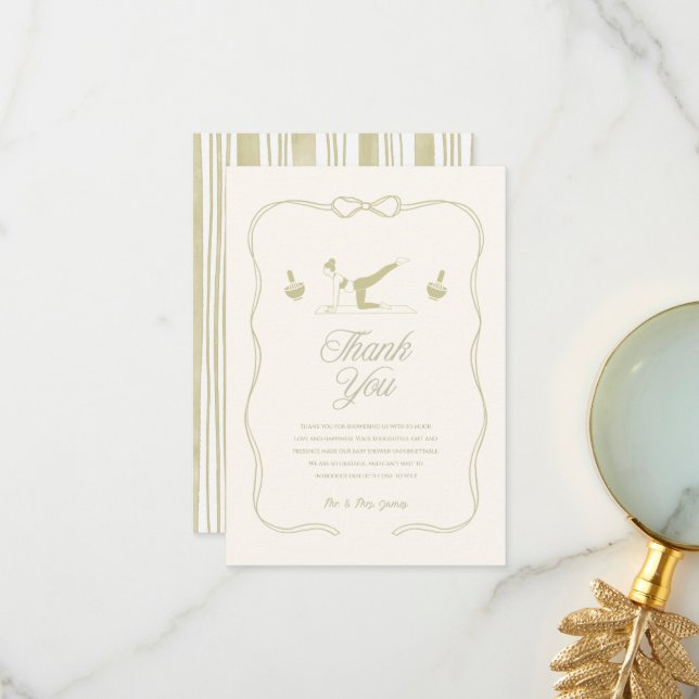 Pilates tema baby shower tack kort (Fram/Back In Situ)