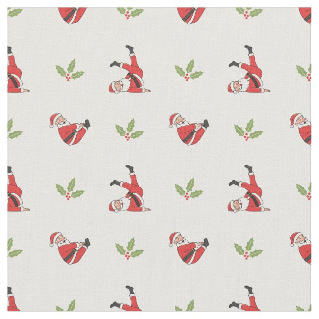 Pilates Tomte Sömlösa Julmönster Tyg (Närbild)
