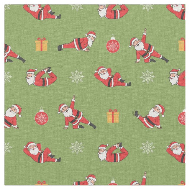 Pilates Tomte Sömlösa Julmönster Tyg (Närbild)