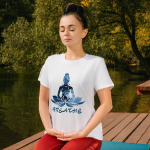 Pilates Yoga Breathe Gradient Meditation Lotus Art T Shirt