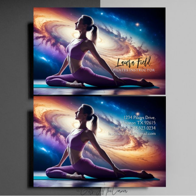 Pilates Yoga Instructor Cosmos Galaxy Visitkort (Skapare uppladdad)
