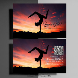 Pilates Yoga Instructor Sunset Visitkort