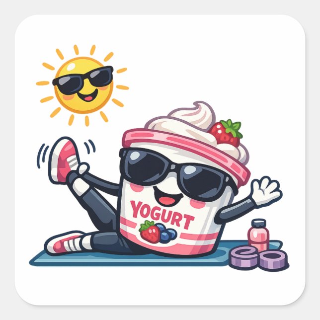 Pilates Yoghurt  Fyrkantigt Klistermärke (Framsida)