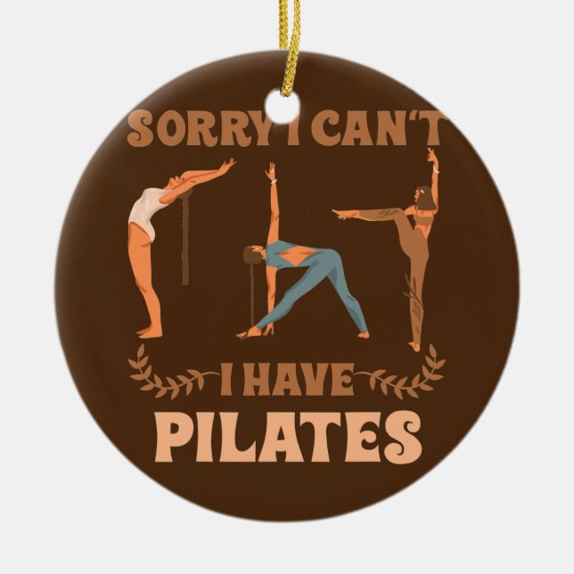 Pilatinstruktör Women Sports Funny Pilates Julgransprydnad Keramik (Framsidan)