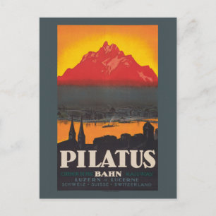 Pilatus Bahn Schweiz Vintage affisch 1910 Vykort