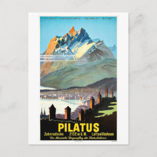 Pilatus, berg, Schweiz, vintage resor Vykort