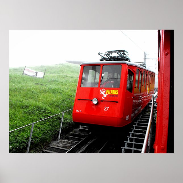 Pilatus cog-berget i Schweiz Poster (Framsidan)