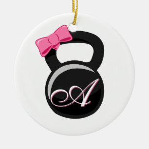 Pilbåge- och MonogramKettlebell rosor "A ", Julgransprydnad Keramik