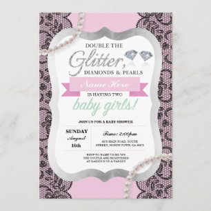 Pilbågen för baby showerrosaglitter kopplar samman inbjudningar