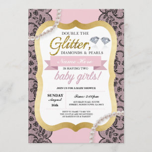 Pilbågen för baby showerrosaglitter kopplar samman inbjudningar