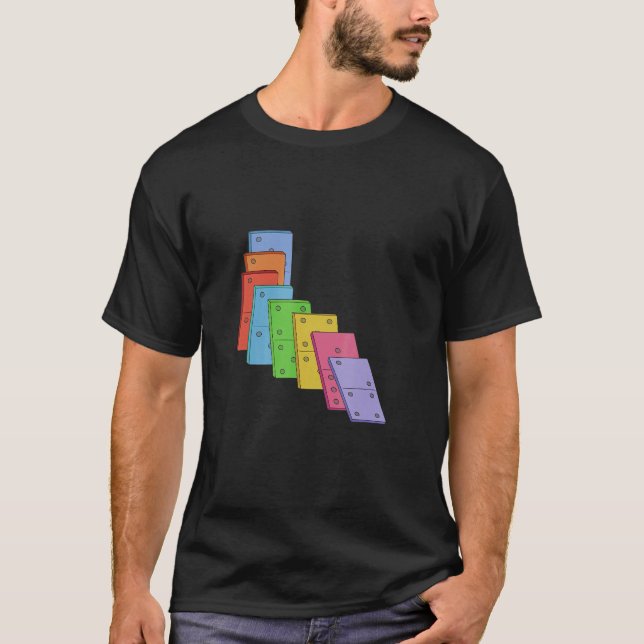 Pile Of Dominoes Domino Set Tile Game Dominos Game T Shirt (Framsida)