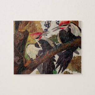 Pileated Woodpecker Audubon Bird Wildlife Painting Pussel