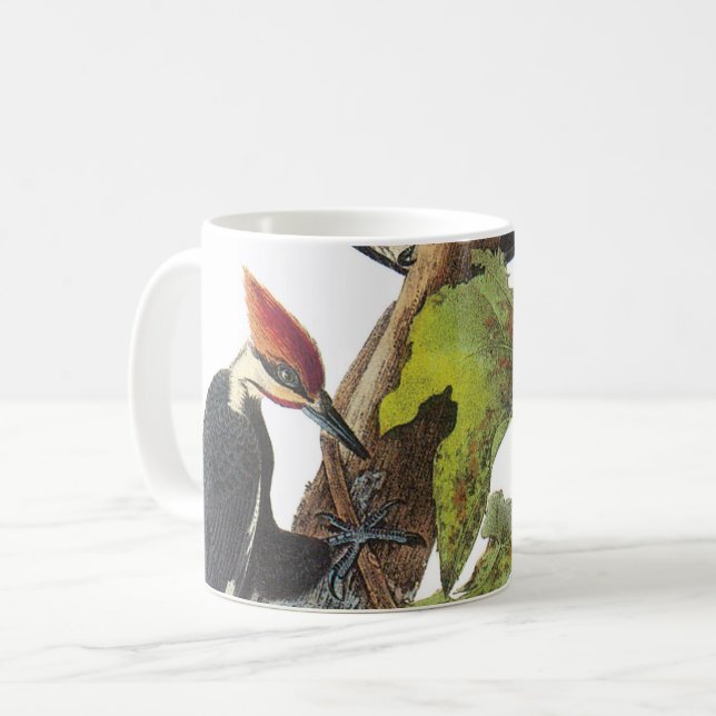 Pileed Woodpecker av Audubon Kaffemugg (Framsida vänster)