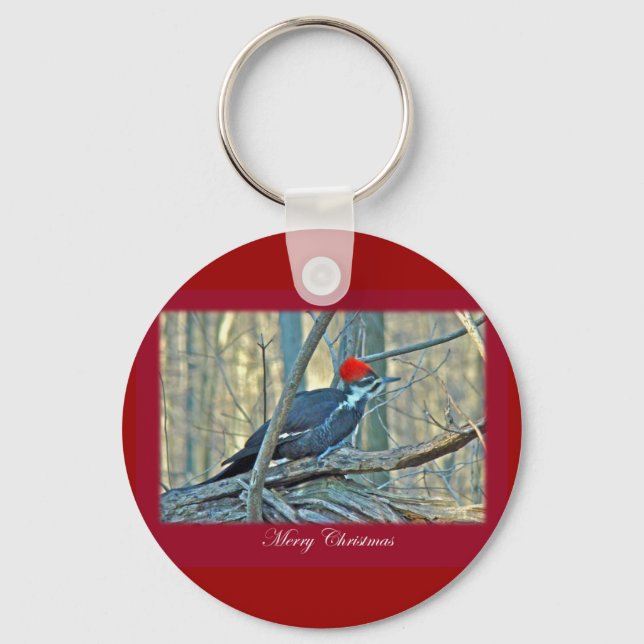 Pileed Woodpecker God jul-artiklar Nyckelring (Framsida)