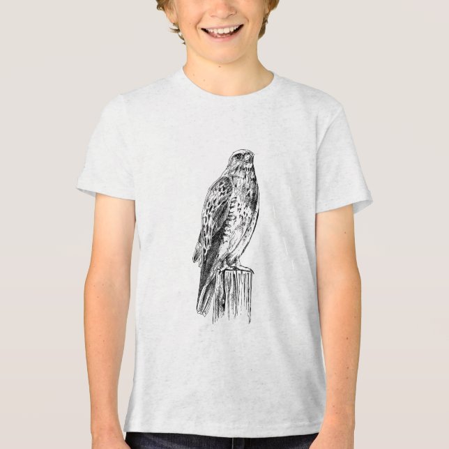 Pilgrarfalk  Ungdom Tri-blend T-Shirt (Framsida)