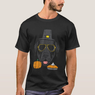 Pilgrim Black Labrador Cute Thanksgiving Hund Mana T Shirt