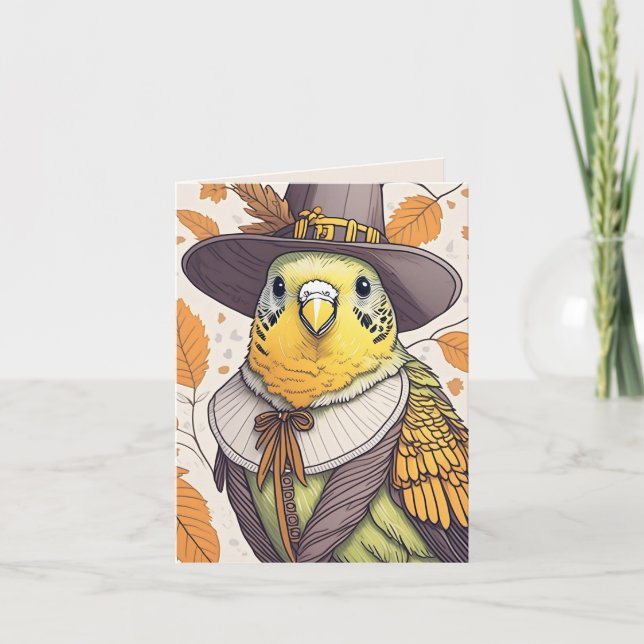 Pilgrim Budgie Välkomsthälsning Kort (Framsida)