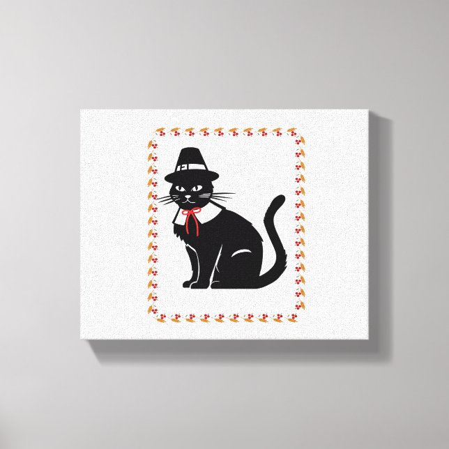 Pilgrim Cat Oversized T-Shirt Canvastryck (Framsida)