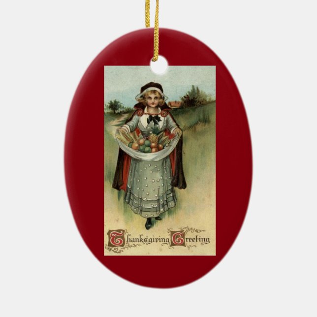 Pilgrim Dam Vintage Thanksgiving Ornament (Baksidan)