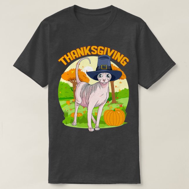 Pilgrim för Thanksgiving av shynx-katt T Shirt (Design framsida)