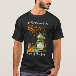Pilgrim Frog Löv Turkiet Thanksgiving Fall Autum T Shirt