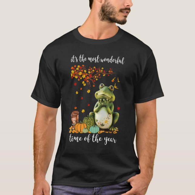 Pilgrim Frog Löv Turkiet Thanksgiving Fall Autum T Shirt (Framsida)